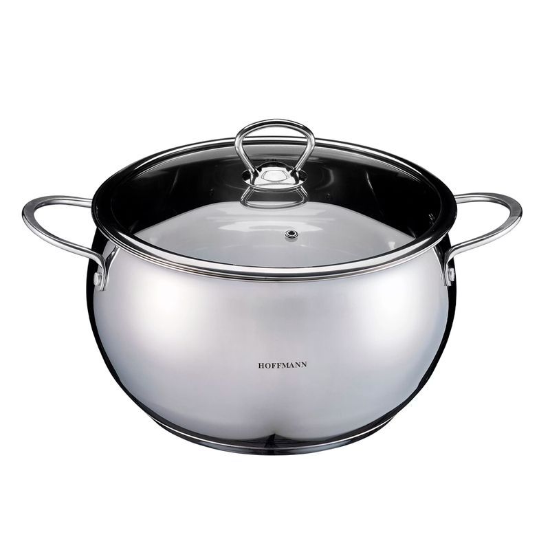 Кастрюля 6,5л нерж.сталь со стекл.крышкой 24см 3-х сл.капс.дно (6)