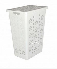 Корзина для белья 30л пластик ВИОЛЕТТА белая узкая (6)