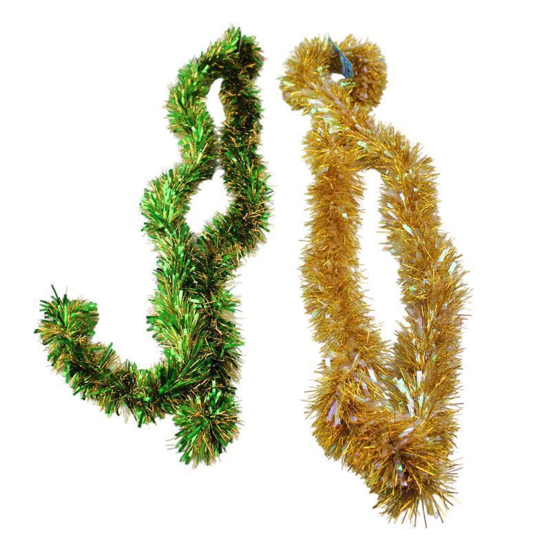 Мишура 2м 7,5см зеленая с золотом Г-291(80)