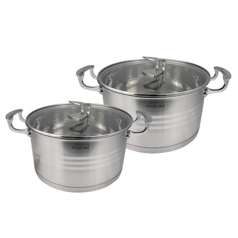 Набор кастрюль 2шт 1,7/2,4л нерж.сталь стекл.крышки арт.5860 (4)