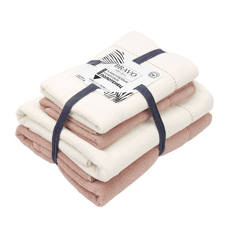 Набор полотенец махровых 4пр 50*80см*2/70*130см*2 Букле бежевый 450гр м7743_05