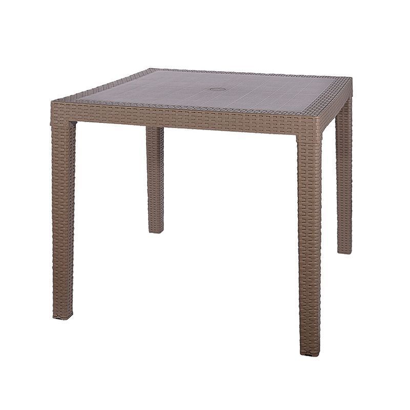 Стол 815*815*750мм пластик Rodos квадратный с декором серо-коричневый (1)