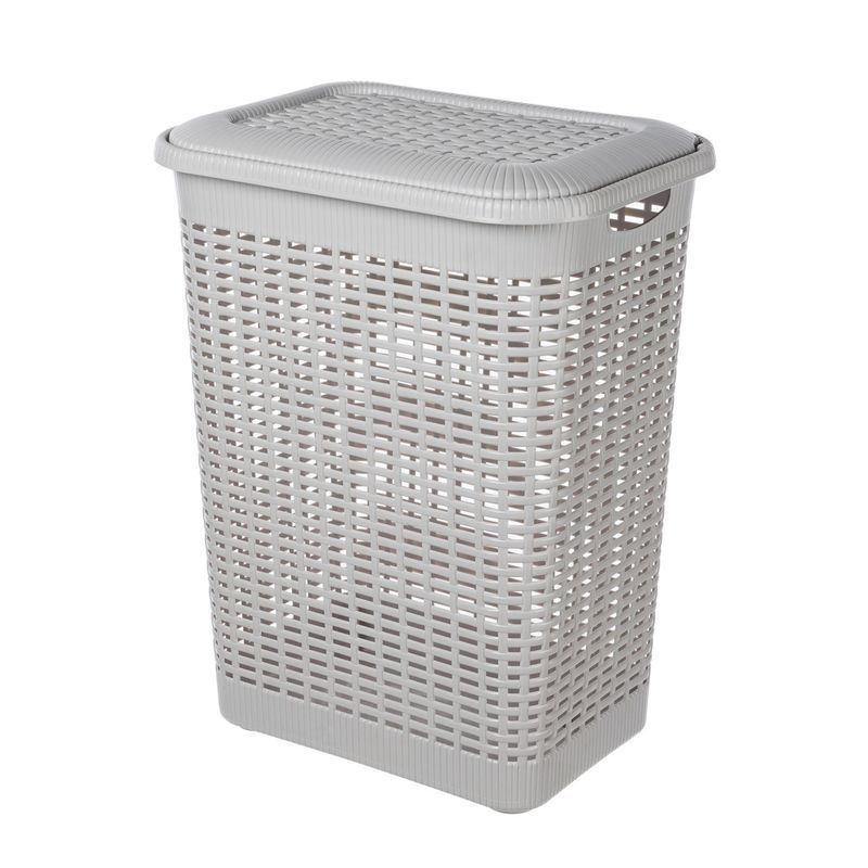 Корзина для белья 50л 42*31*56см пластик светло-серая (6)
