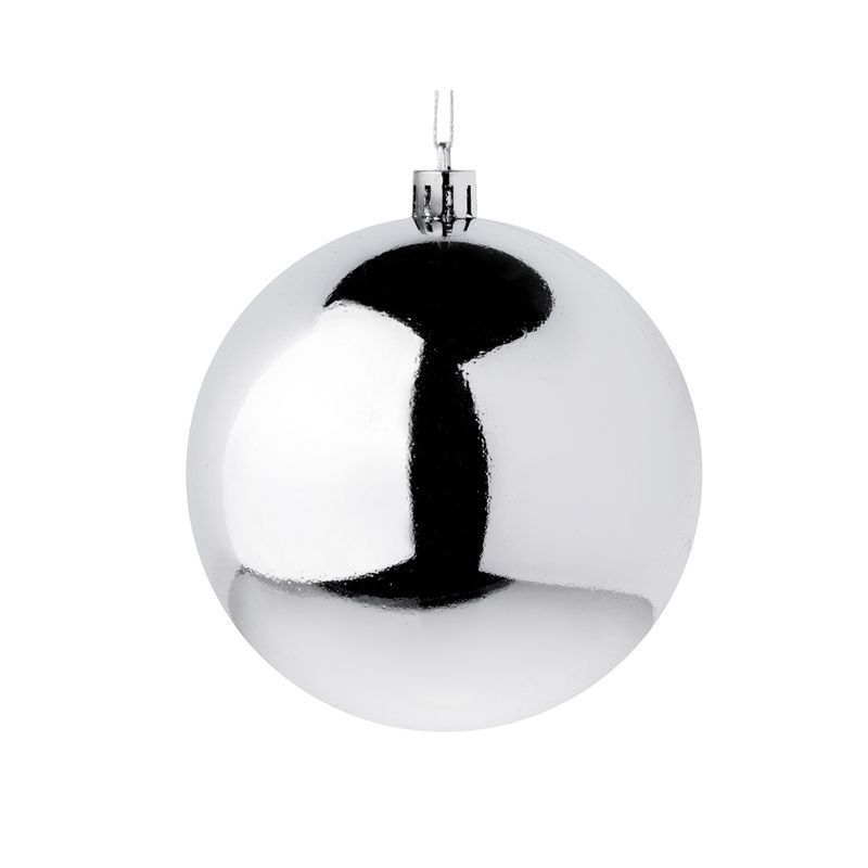 Игрушка новогодняя на елку ШАР 10см пластик серебро