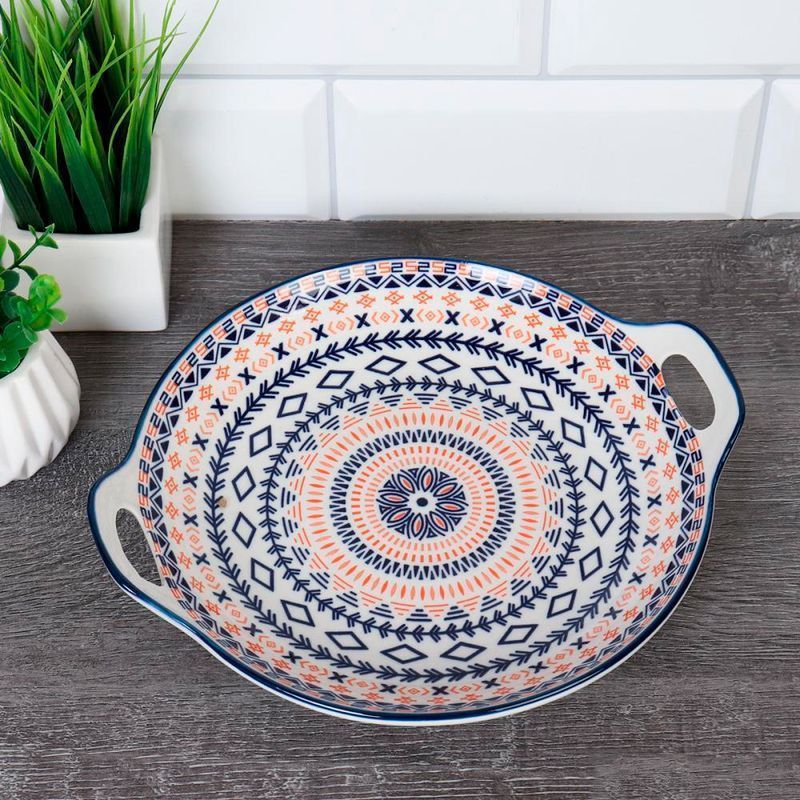 Блюдо 24см керамика круглое с ручками DHD2K (48)