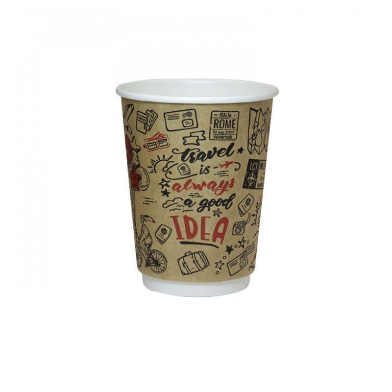 Стакан бумажный 300мл d90мм 2-х слойный для горячего Travel крафт (400)