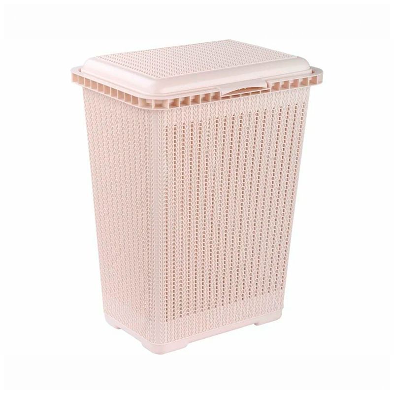 Корзина для белья 25л 370*270*470мм пластик ВЯЗАНОЕ ПЛЕТЕНИЕ бежевая (6)