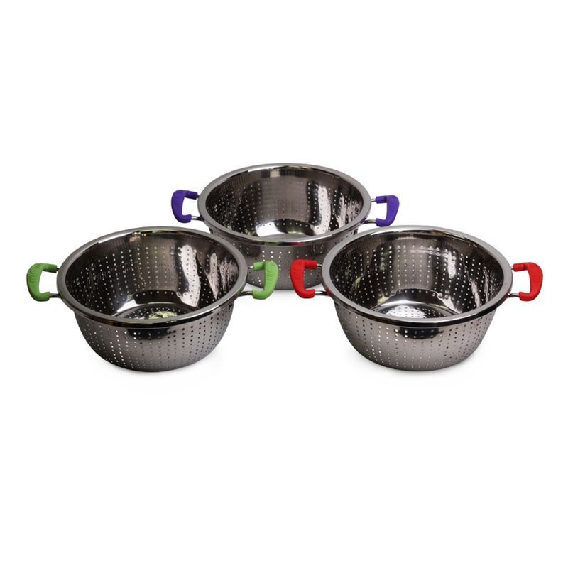 Дуршлаг 26см нерж.сталь с 2-мя силикон.ручками зеленый, красный, фиолетовый арт. 4359 (40)