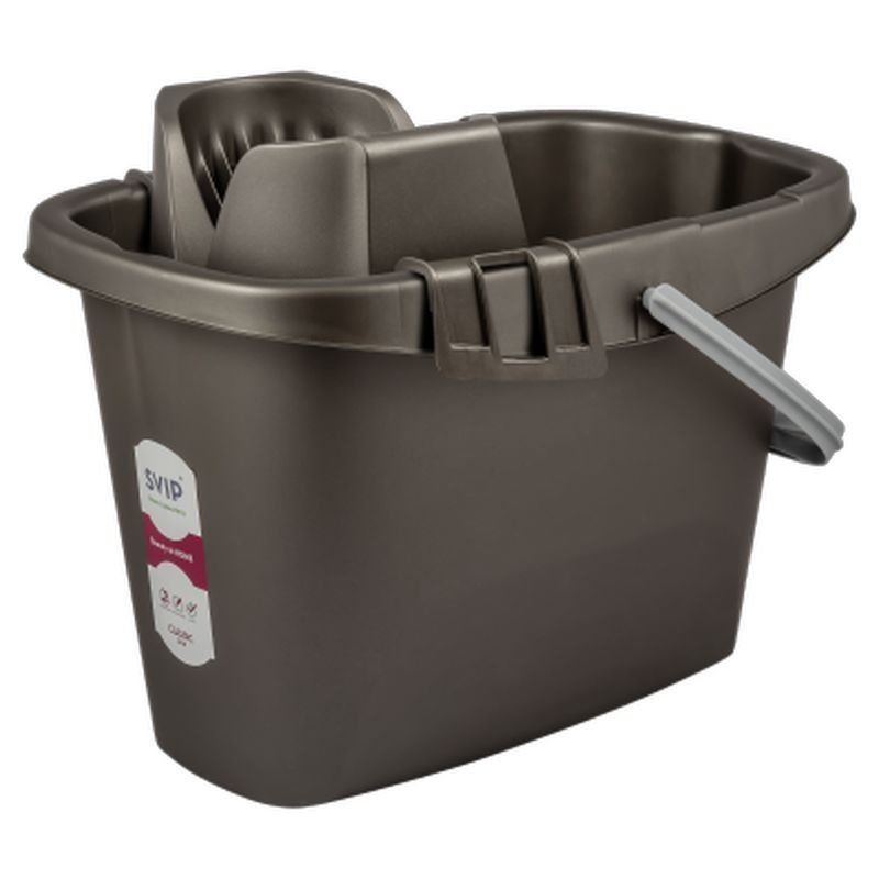 Ведро c отжимом 13л пластик Step антацит прямоугольное (10)