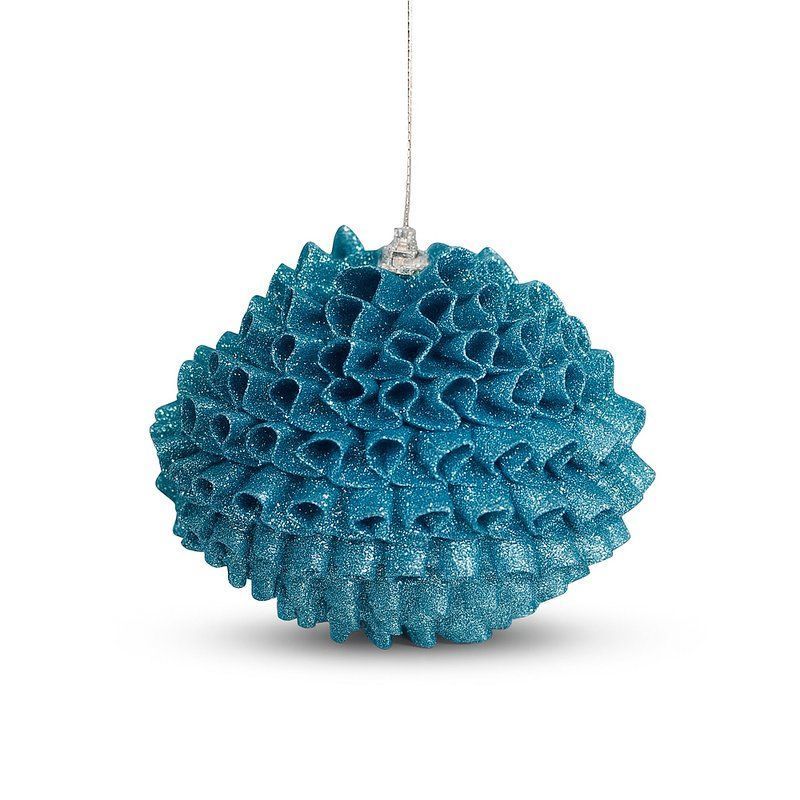 Игрушка новогодняя на елку ВОЛЧОК 8*9см пластик ажурный голубой JC-15022 (384)