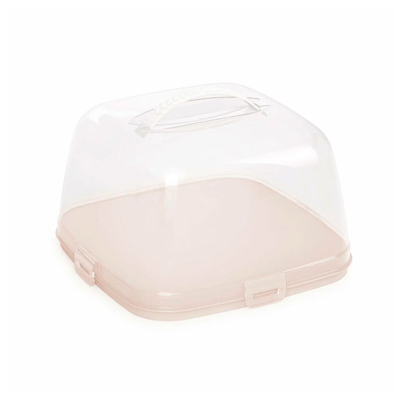 Подставка для торта 28,5*17,5см пластик светло-бежевая с защелками (3)