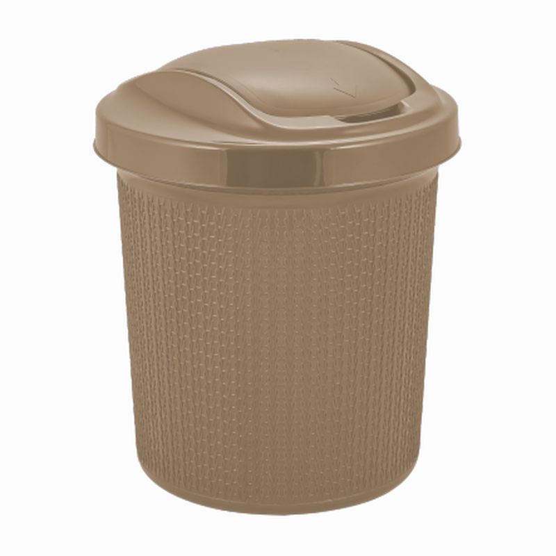 Контейнер для мусора 12л 28*28*33,2см пластик Soul кофейный с подвижной крышкой (8)