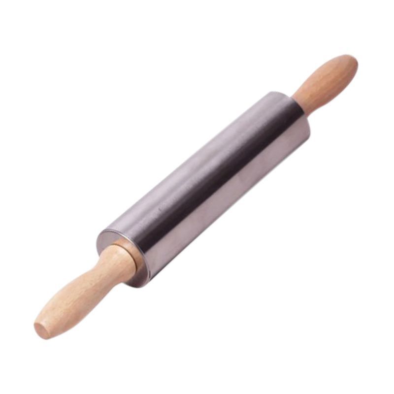 Скалка вращающаяся 38см металл с дер.ручками арт.7777 (48)