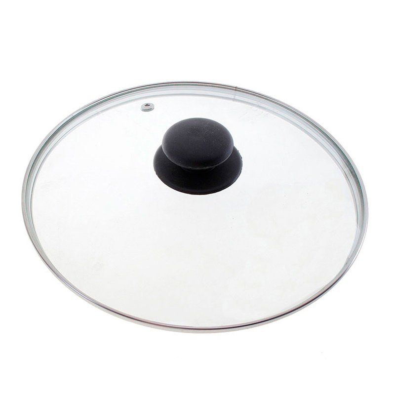 Крышка 26см стеклянная с пласт.ручкой, метал.ободком толщ. 3,5мм (50)