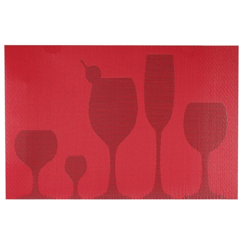 Салфетка сервировочная 30*45см ПВХ БОКАЛЫ красная 23/JC-658кр (360)