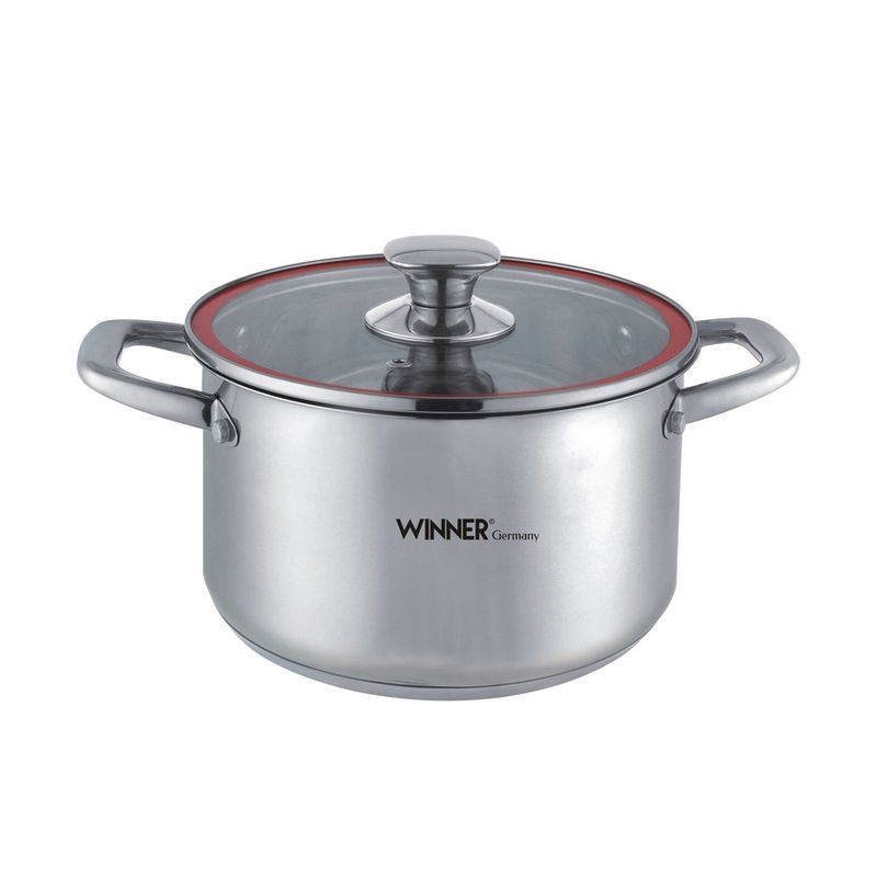 Кастрюля 2,5л нерж.сталь BERLIN со стекл.крышкой WR-1190(6)