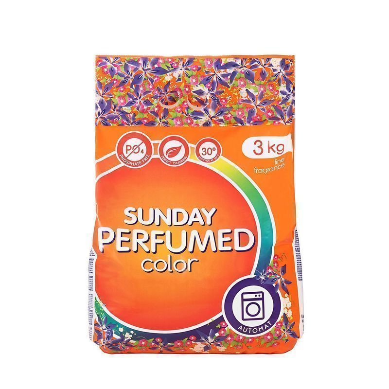 Порошок стиральный 3кг SUNDAY парфюмир. для цветного белья автомат (5)