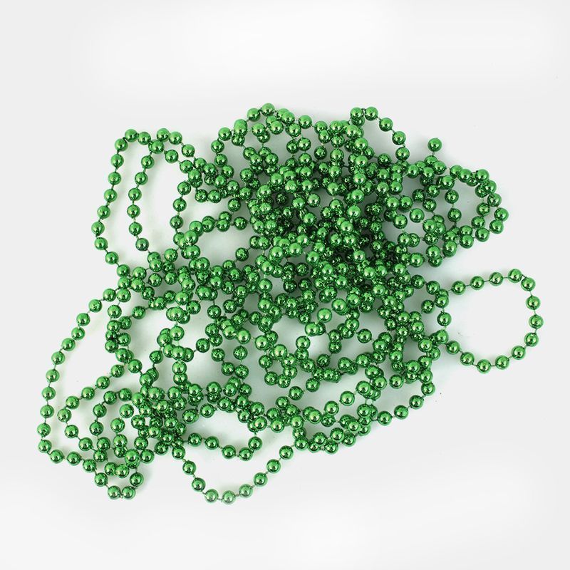Украшение новогоднее Бусы ШАРИКИ 5м d6мм пластик зеленые JC-14963 (144)