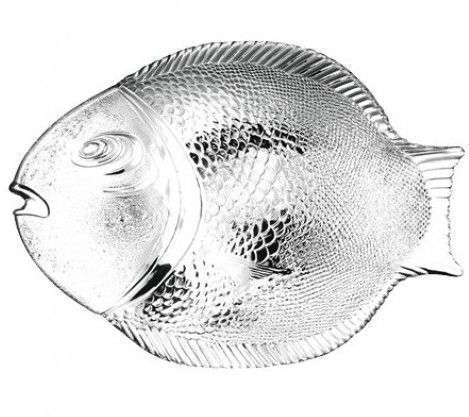 Тарелка мелкая 19,6*16см стекло МАРИНА для рыбы (12)