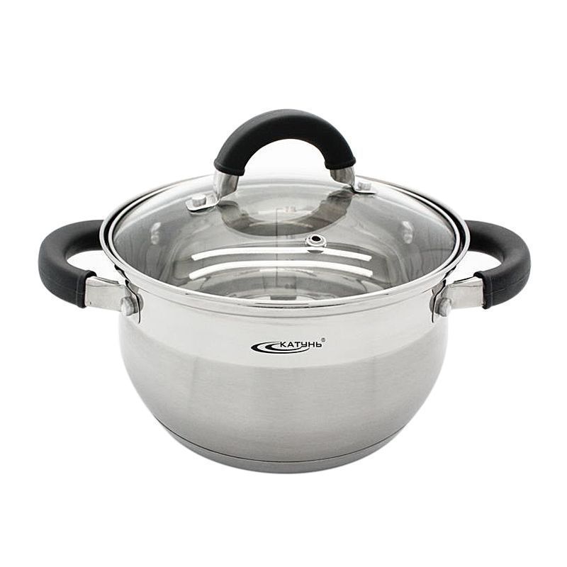 Кастрюля 6,2л нерж.сталь ИРИДА стекл.крышка d24см толщина стенок 0,6мм КТ08-d-24 (4)