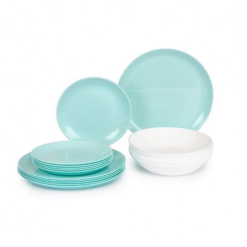 Столовый набор 18пр стеклокерамика ДИВАЛИ ЛАЙТ ТЮРКУАЗ&УАЙТ на 6 персон P5912 (1)