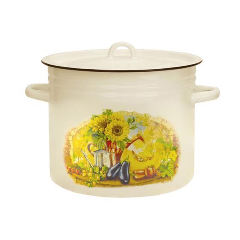 Кастрюля 11,5л эмаль ваниль с рис. 21-1623/4 (2)