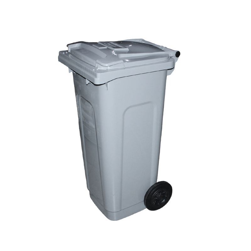 Бак для мусора 120л 48*55*100см пластик Profi серый на колесах (1)