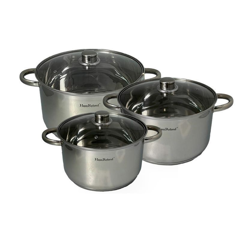 Набор кастрюль 3пр к. 6,5/8,2/10,1л нерж.сталь стекл.крышки индукция (4)