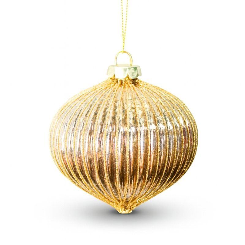 Игрушка новогодняя на елку ВОЛЧОК 10см стекло золото (48) JC-17145