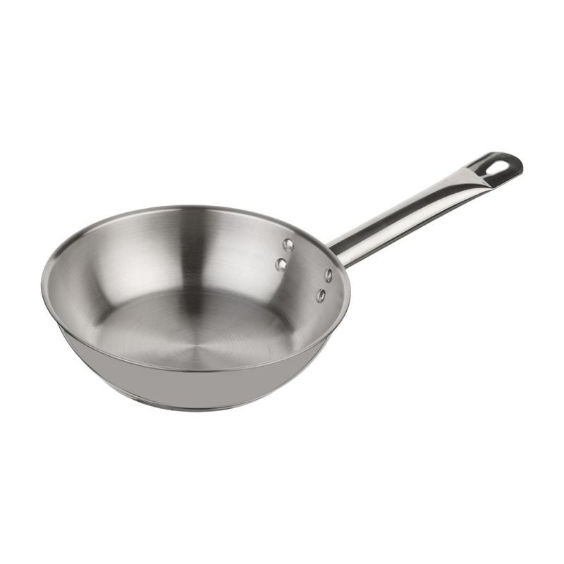 Сковорода 22см нерж.сталь ОБЩЕПИТ без крышки толщ.0,6мм индукц. дно ТРС 3,5мм КТ-ОБ-СН-22 (4)