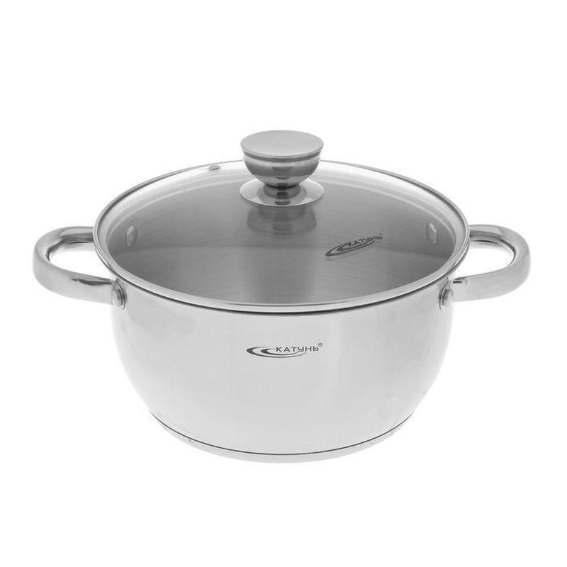 Кастрюля 1,5л нерж.сталь АНТЕЯ стекл.крышка d16см индукция КТ05-D-16 (8)