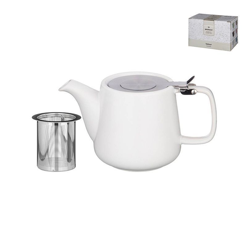 Чайник заварочный 500мл 19*8,5*10см керамика Velour с мет.ситом белый (24)