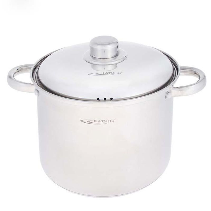 Кастрюля 9л нерж.сталь ГРЕТТА мет.крышка D24см толщина стенок 0,6мм индукция KT04-D-90 (2)