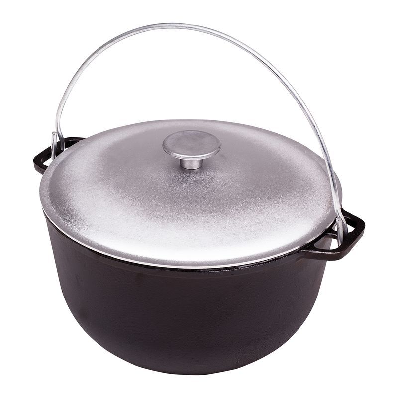 Казан 12л чугун с алюминиевой крышкой 32см h21см Туризм (1)