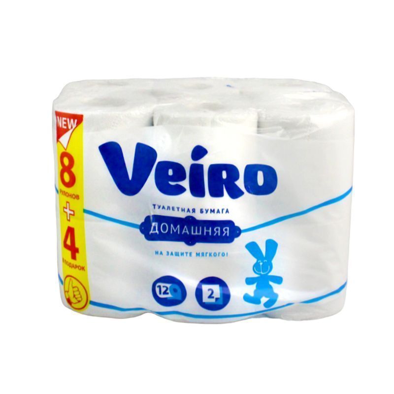 Бумага туалетная 12шт 15м VEIRO ПРОМО Домашняя 2-х слойная (4)