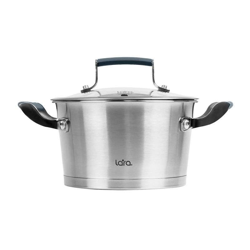 Кастрюля 1,6л нерж.сталь ВЕНЕРА стекл.крышка 16см h9см индукц.капс.дно LR02-278 (4)