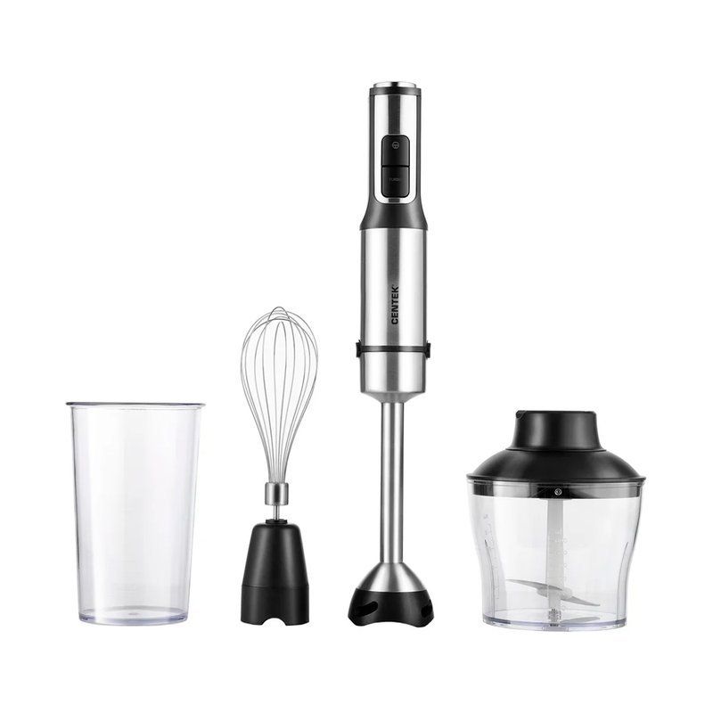 Блендер погружной нерж.сталь Centek CT-1330 черн/сталь 1500Вт, турбо режим, стакан, чоппер (6)