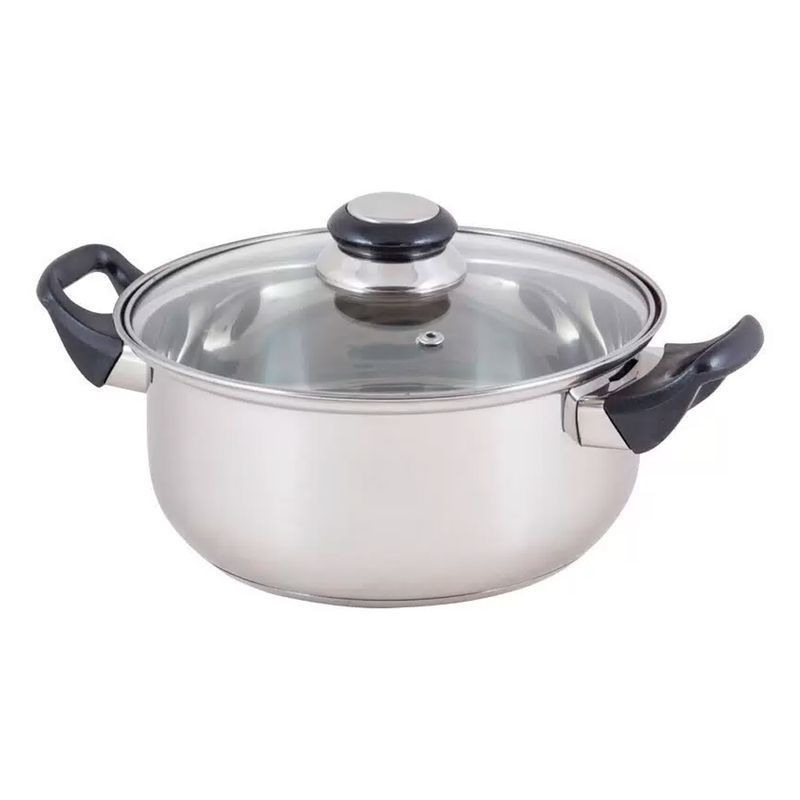 Кастрюля 2,8л нерж.сталь со стекл.крышкой бакелит.ручки 3-х сл.капс.дно BAK-03 (8)