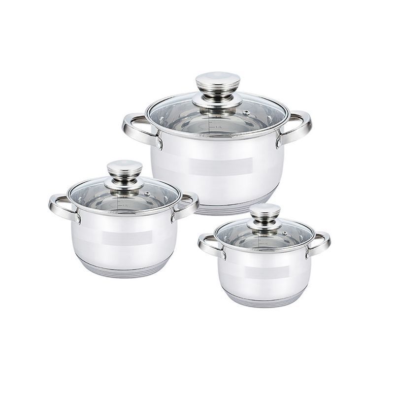 Набор кастрюль 3пр к. 5,1/6,5/8,2л нерж.сталь стекл.крышки (4)