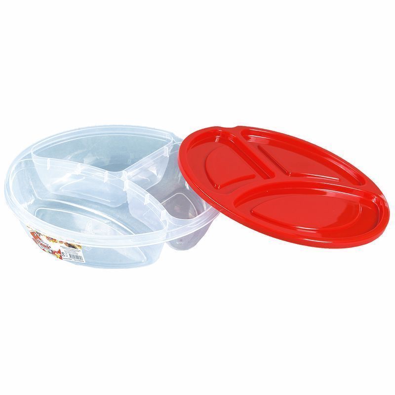 Контейнер пищевой 800мл пластик Snack трехсекционный (90)