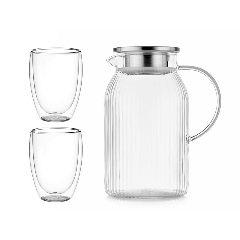 Набор питьевой 3пр (кувшин 1800мл с мет.крышкой, стаканы 2шт. 350мл) стекло (6)