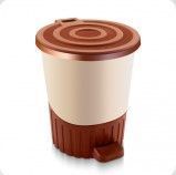 Контейнер для мусора 26л 335*395мм пластик ДУНЯ бежевый с педалью (4)