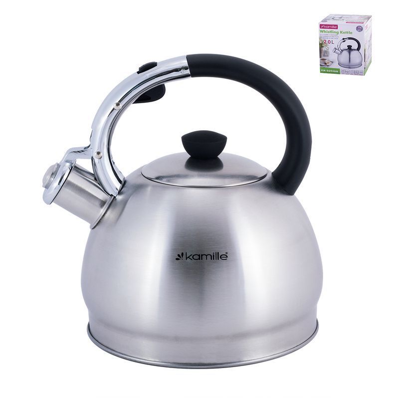 Чайник со свистком 2л нерж.сталь бакел.ручка черная индукция арт.0694BN (12)