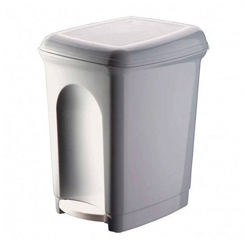 Контейнер для мусора 7л пластик светло-серый с педалью (4)