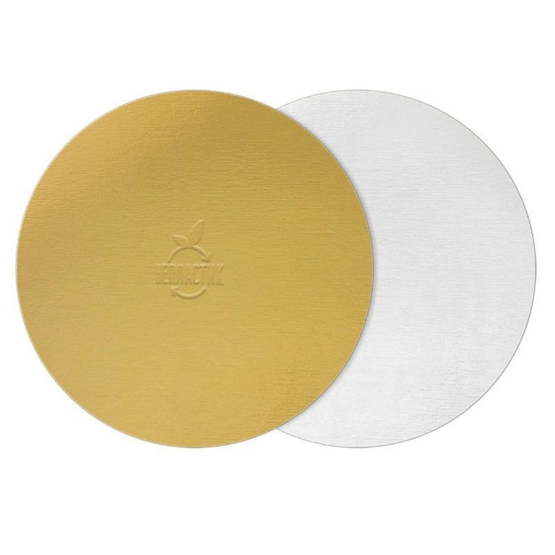 Подложка для торта усиленная картон 30см, толщ. 3,2мм золото/жемчуг, в коробке (60)