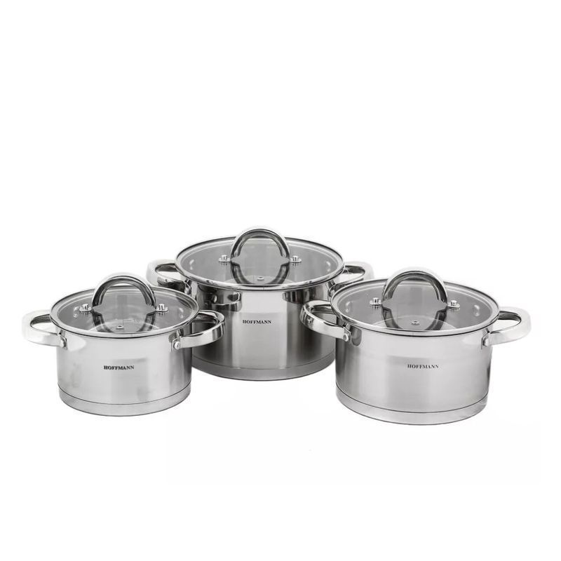 Набор кастрюль 3пр 1,9/2,7/3,6л нерж.сталь стекл.крышки 16/18/20см 5-ти сл.капс.дно (4)