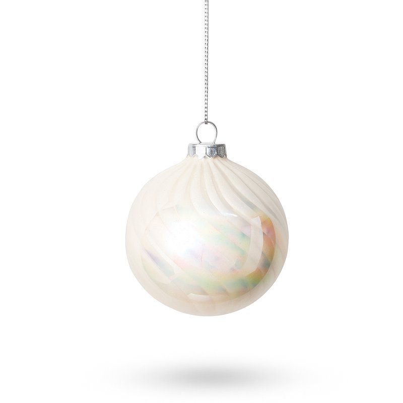 Игрушка новогодняя на елку ШАР 6см стекло белый перламутр (144) JC-17164
