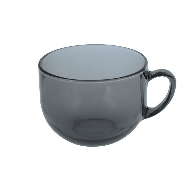 Бульонница 670мл стекло BASILICO LAVA GREY с ручкой (12)