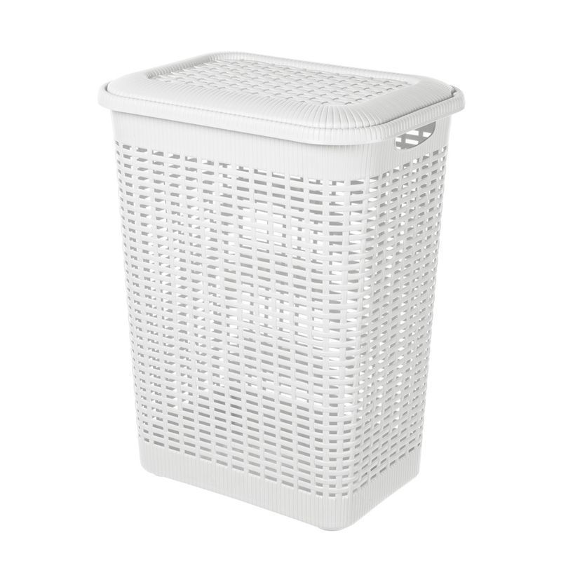Корзина для белья 50л 42*31*56см пластик белая (6)