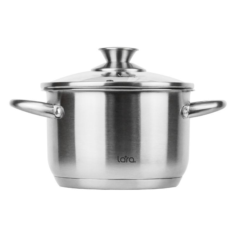 Кастрюля 3,9л 20*12,5см нерж.сталь АФИНА стекл. крышка капсулированное индукционное дно LR02-268